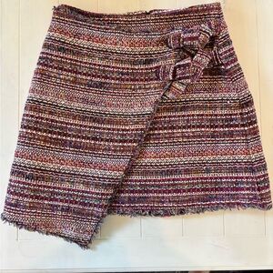 Halogen Multicolor Tweed Mini Wrap Skirt Asymmetrical